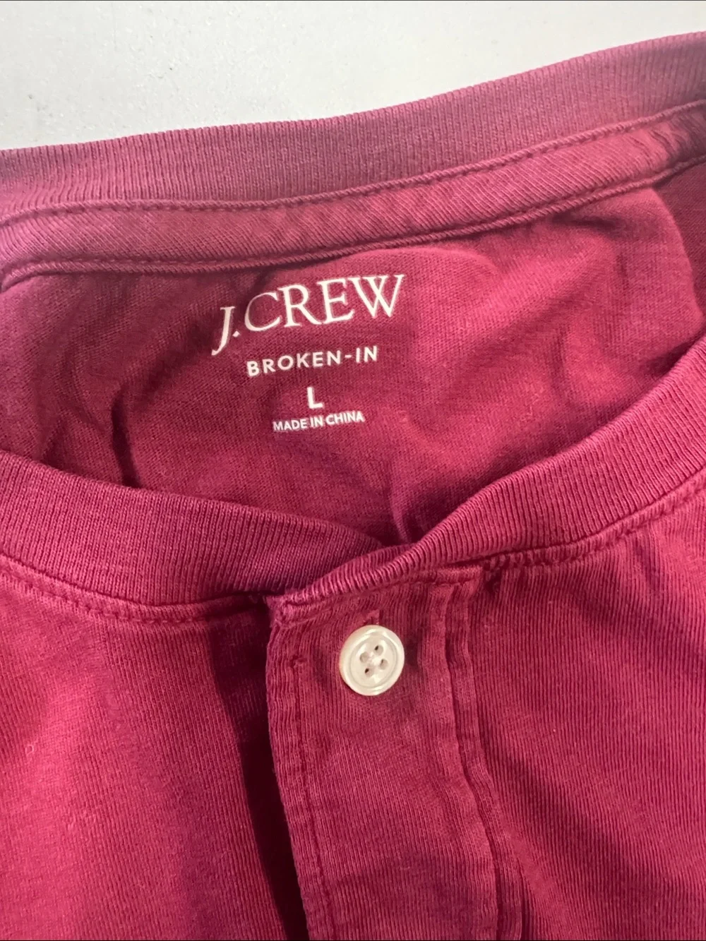 J. Crew Men's Long Sleeve Henley in Burgundy
